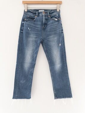 Loft Fray Hem High Waist Straight Crop Jeans